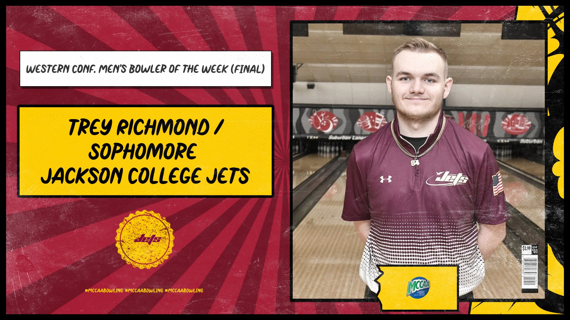 Jets' Richmond Takes Home Fourth MCCAA Western Conference Men's Bowler of the Week Award