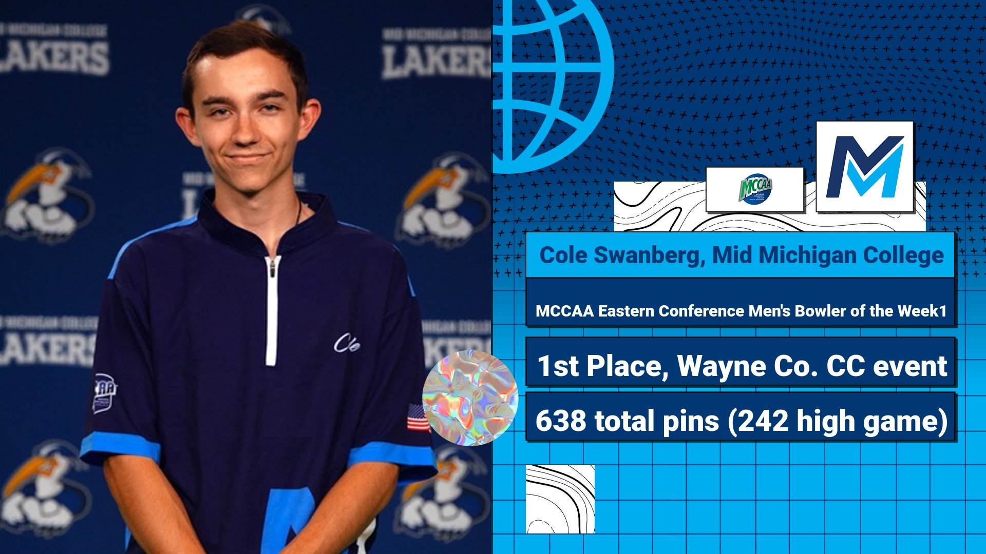Mid Michigan's Swanberg Earns First MCCAA Eastern Conference Men's Bowler of the Week for 2024