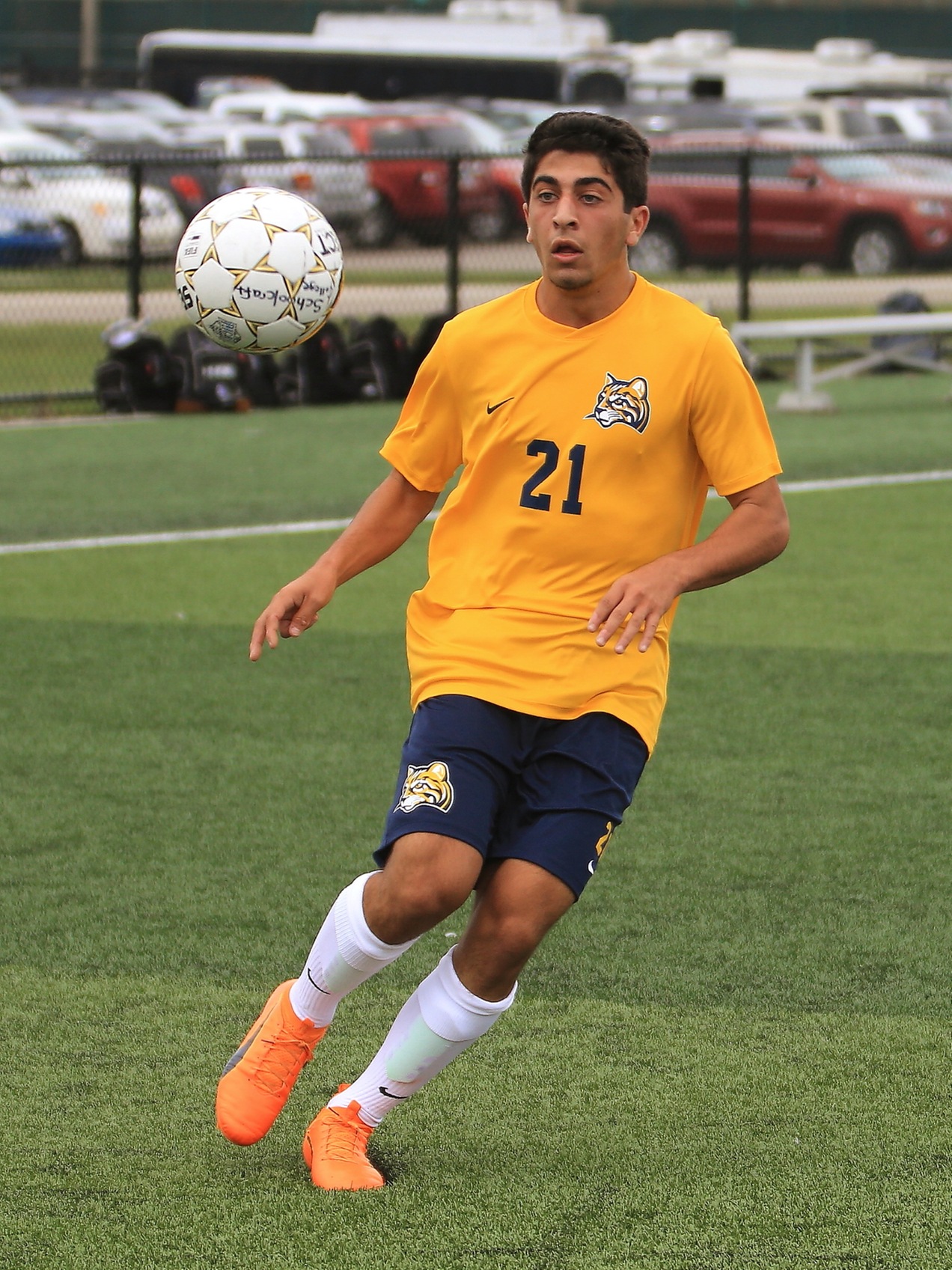 Schoolcraft College's Alexander Dalou plays the ball in a recent match
Photo: Schoolcraft College