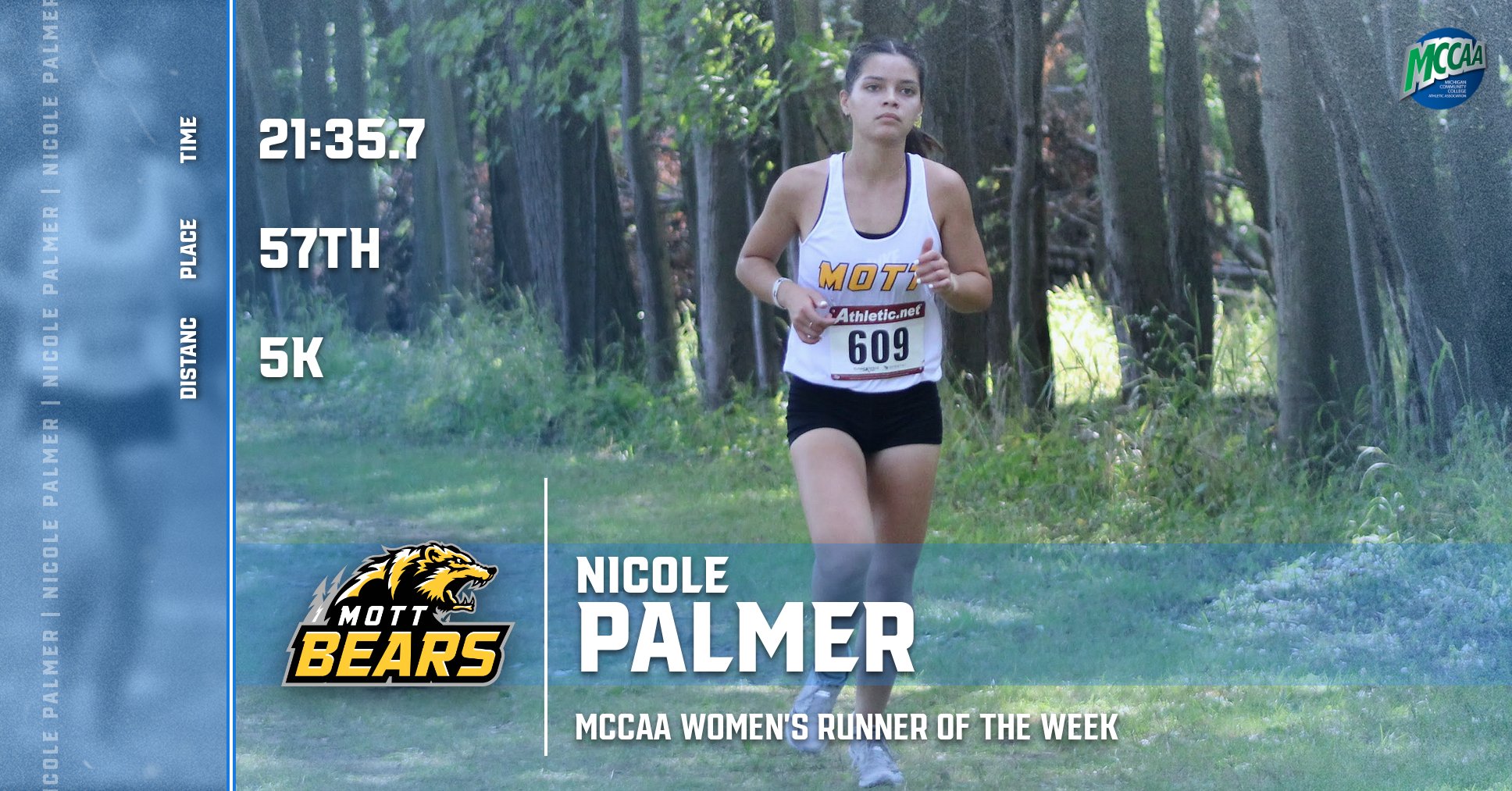 Nicole Palmer, MCCAA Women's Cross Country Runner of the Week, Mott CC