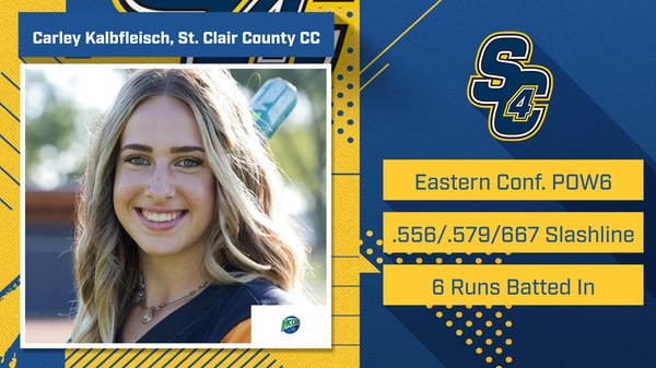 SC4 Freshman Carley Kalbfleisch is the MCCAA Eastern Conference Softball Player of the Week6 spotlight photo