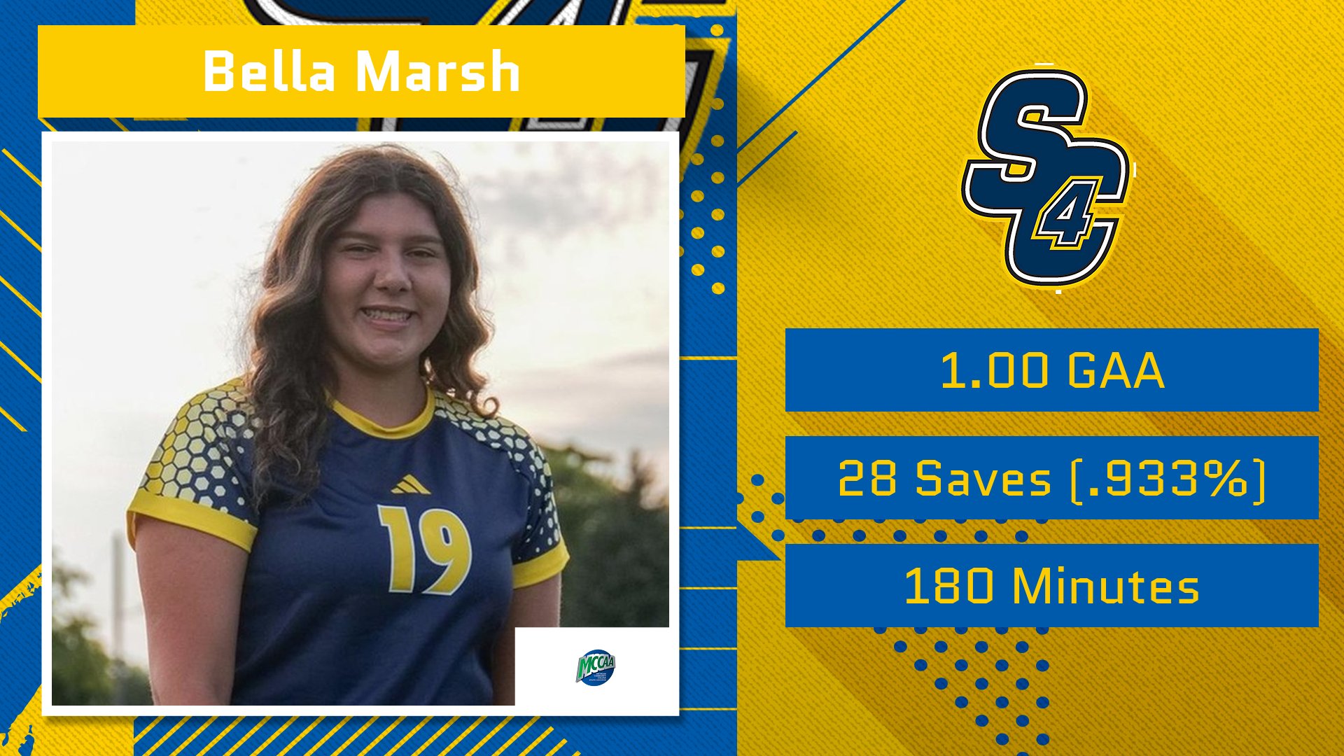SC4's Bella Marsh Earns Women's Soccer Goalkeeper of the Week9