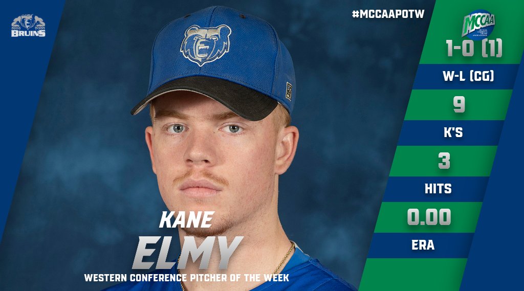 Kane Elmy, MCCAA Western Conference Baseball Pitcher of the Week, Kellogg CC