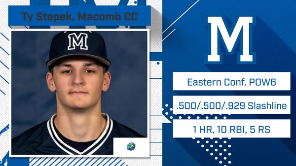 Macomb's Stepek is the MCCAA Eastern Conference Baseball Player of the Week6 spotlight photo
