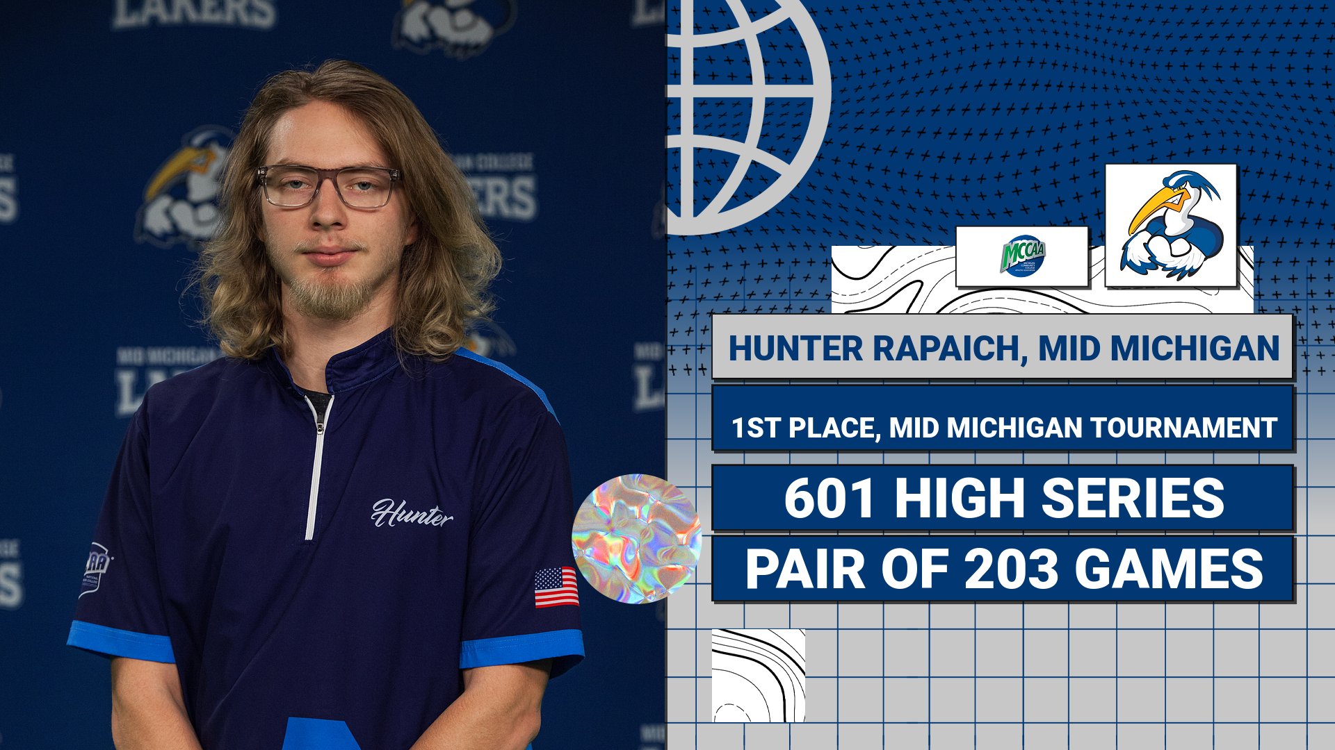 Hunter Rapaich, MCCAA Eastern Conference Men's Bowler of the Week, Mid Michigan College