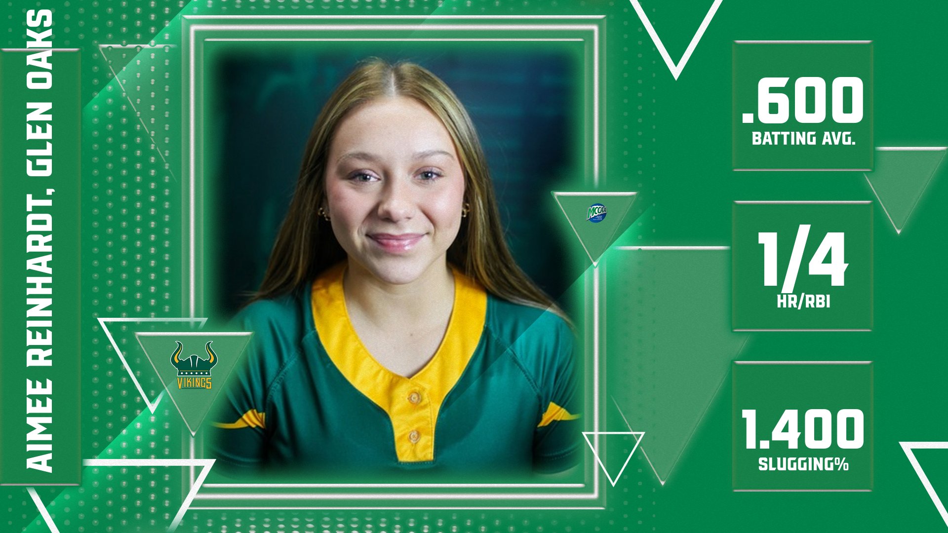 Glen Oaks' Reinhardt Tapped MCCAA Western Conference Softball Player of the Week3