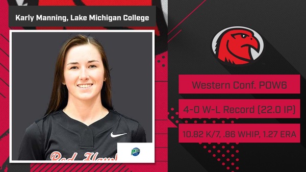 Lake Michigan's Manning Five-Peats MCCAA Western Conference Softball Pitcher of the Week6 Honors spotlight photo