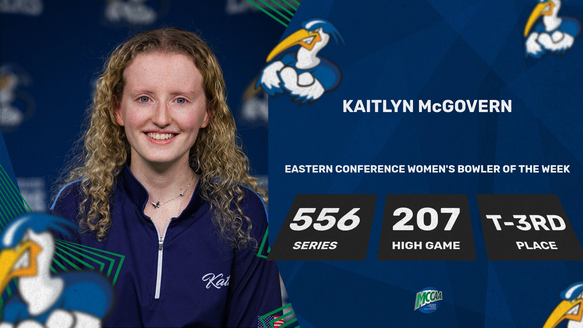 Kaitlyn McGovern, MCCAA Eastern Conference Bowler of the Week, Mid Michigan College