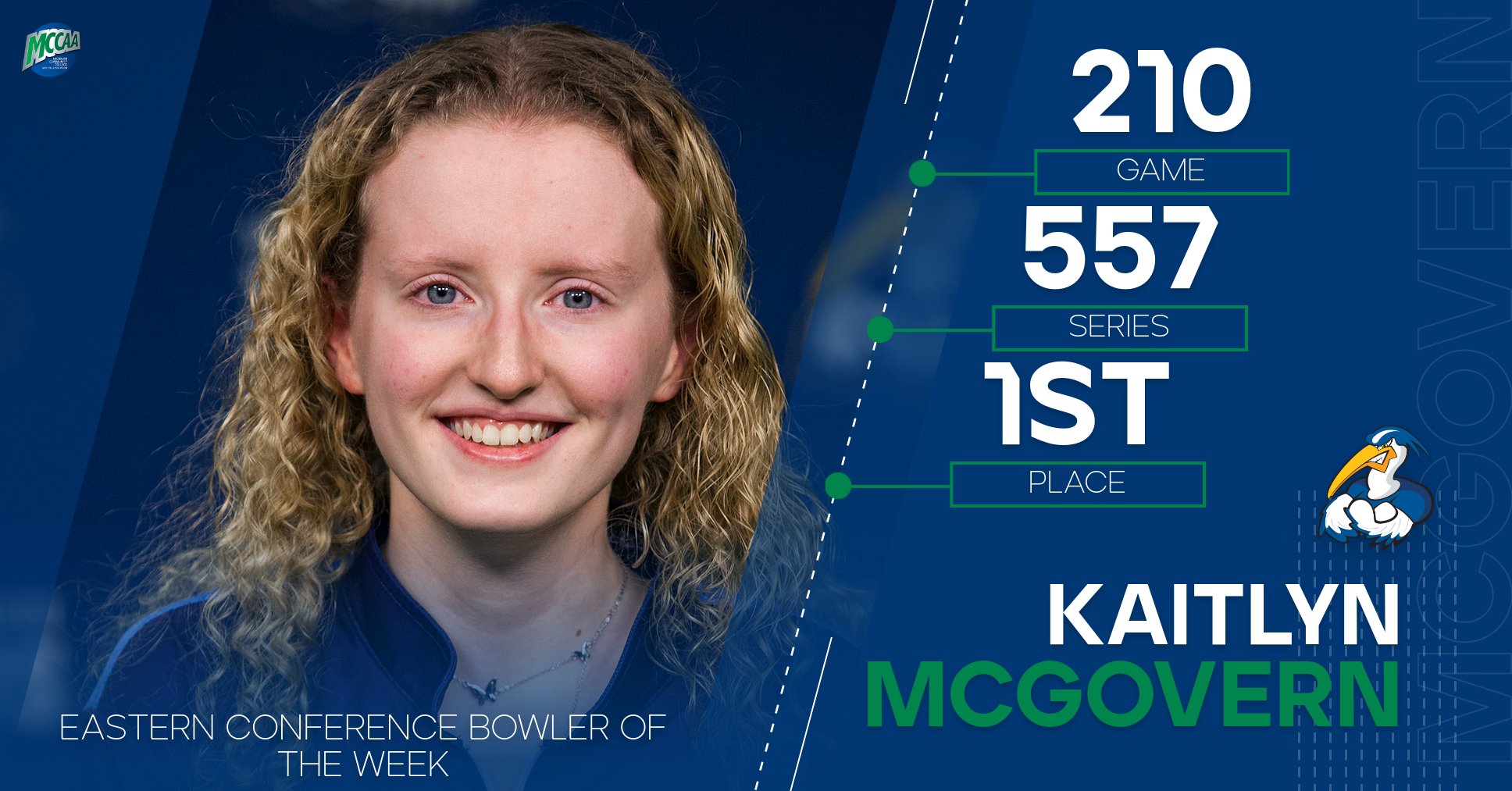 Kaitlyn McGovern, MCCAA Eastern Conference Women's Bowler of the Week, Mid Michigan College
