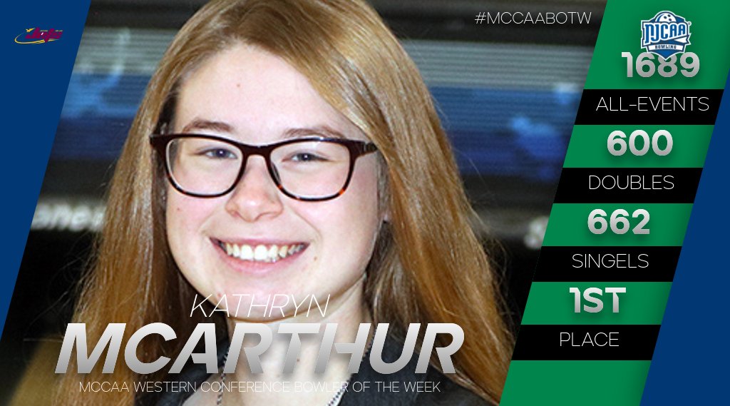 Kathryn McArthur, MCCAA Western Conference Women's Bowler of the Week, Jackson College