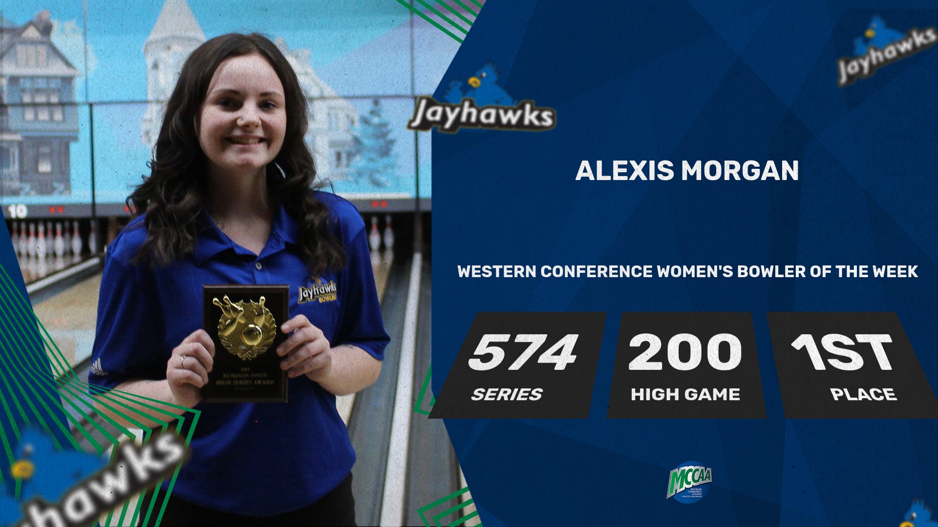 Alexis Morgan, MCCAA Western Conference Women's Bowler of the Week, Muskegon CC
