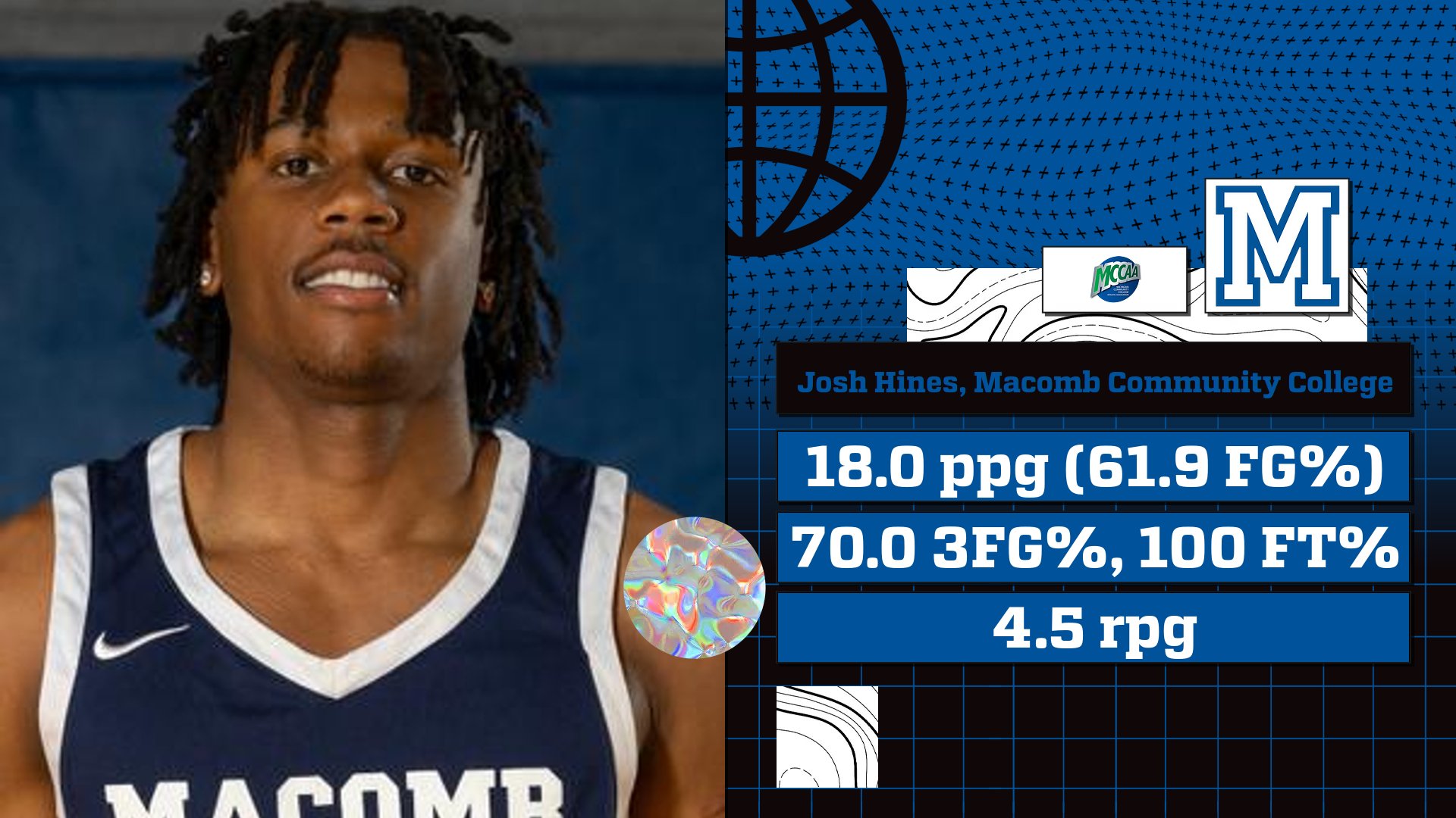 Macomb's Hines Named MCCAA Eastern Conference Men's Basketball Player of the Week15