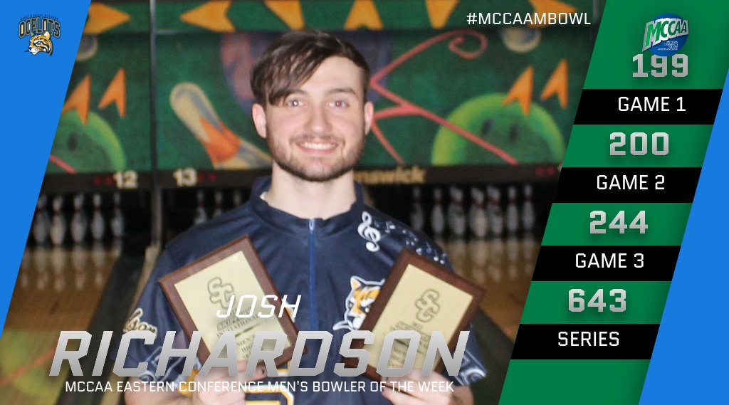 Josh Richardson, MCCAA Eastern Conference Men's Bowler of the Week, Schoolcraft College