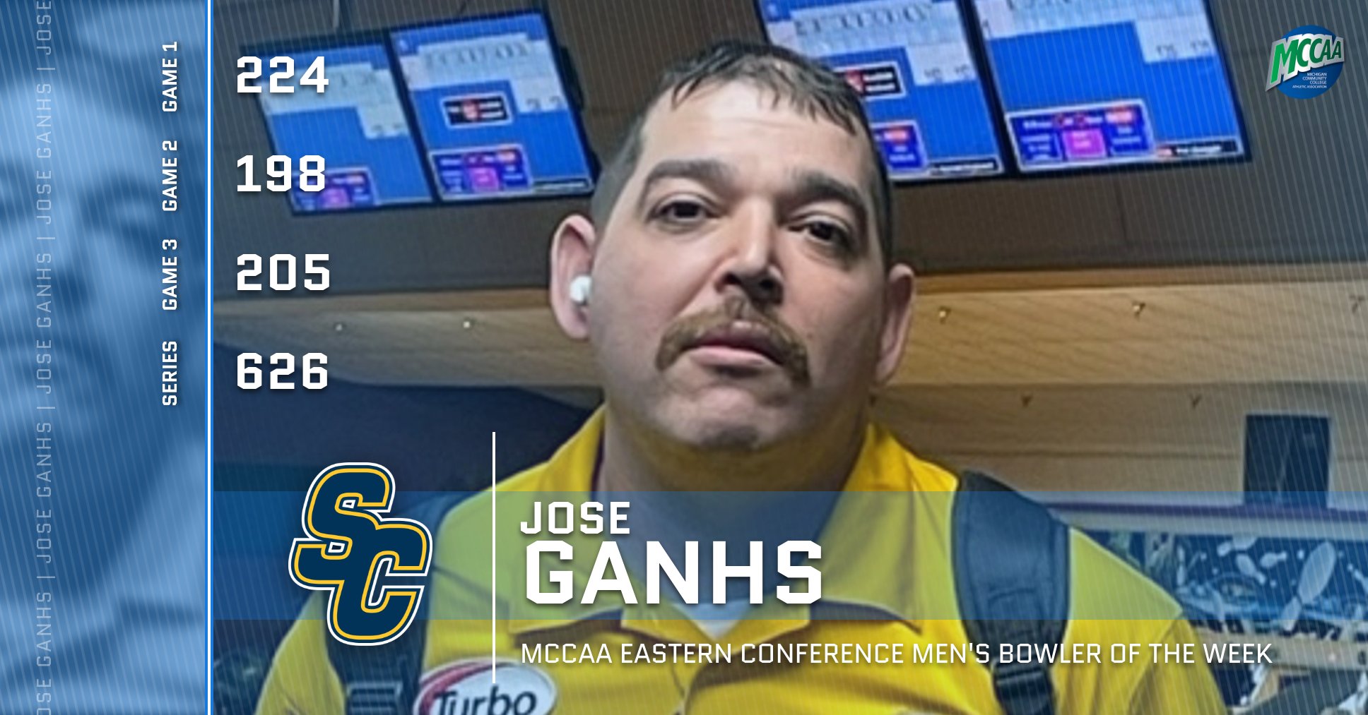 Jose Ganhs, MCCAA Eastern Conference Men's Bowler of the Week, St. Clair County Community College