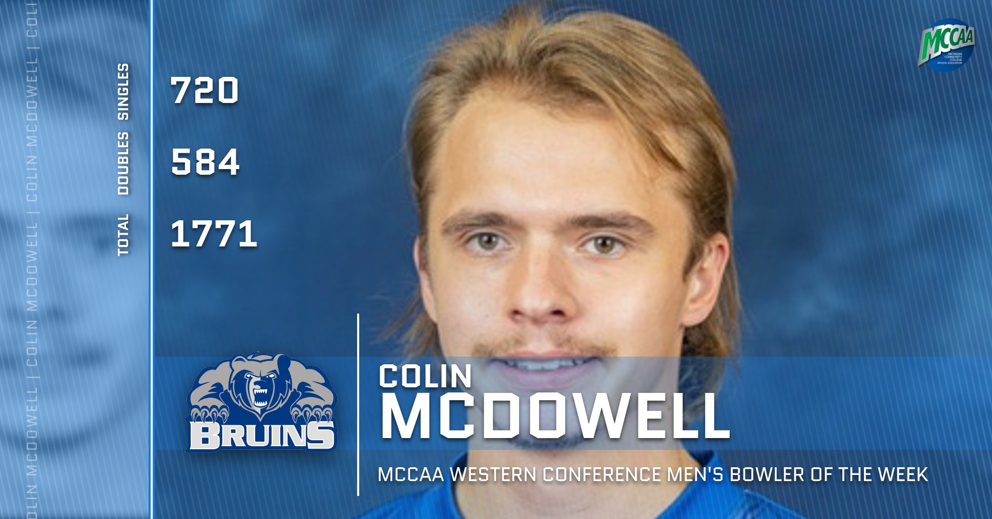 Colin McDowell, MCCAA Western Conference Men's Bowler of the Week, Kellogg CC