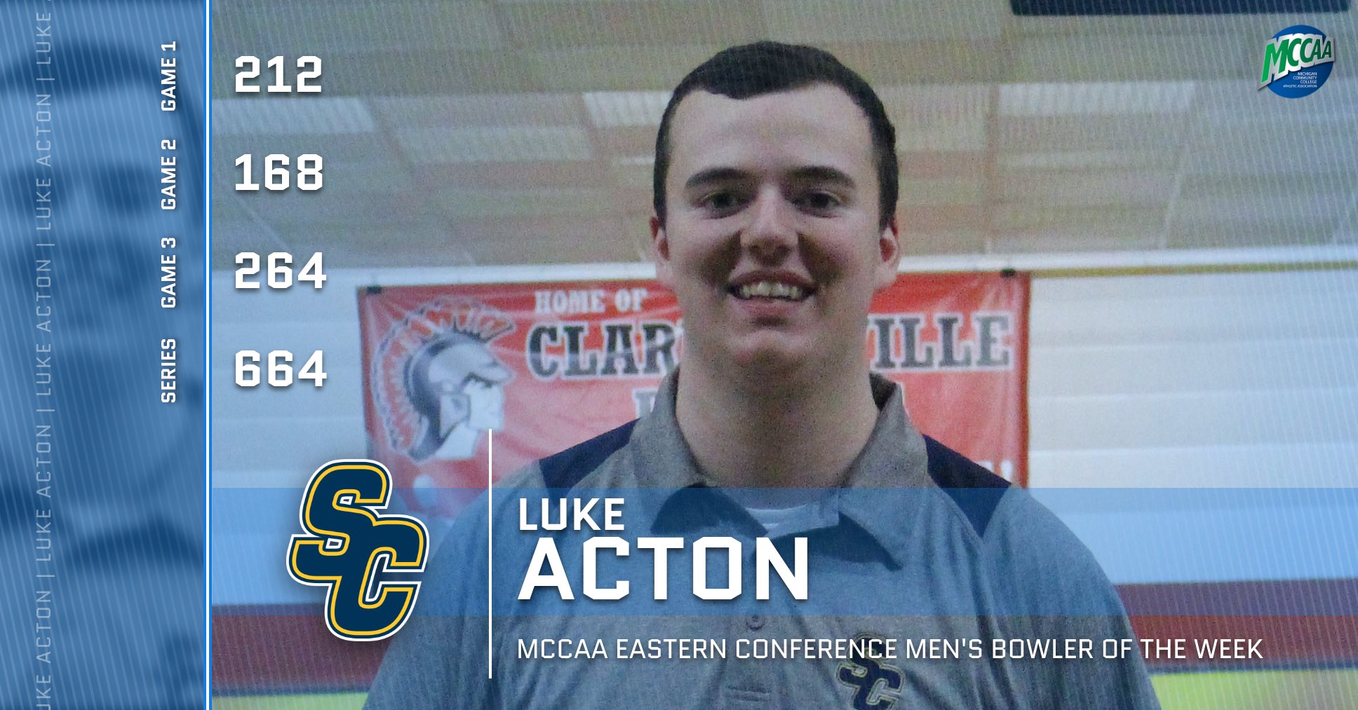 Luke Acton, MCCAA Eastern Conference Men's Bowler of the Week, St. Clair County CC