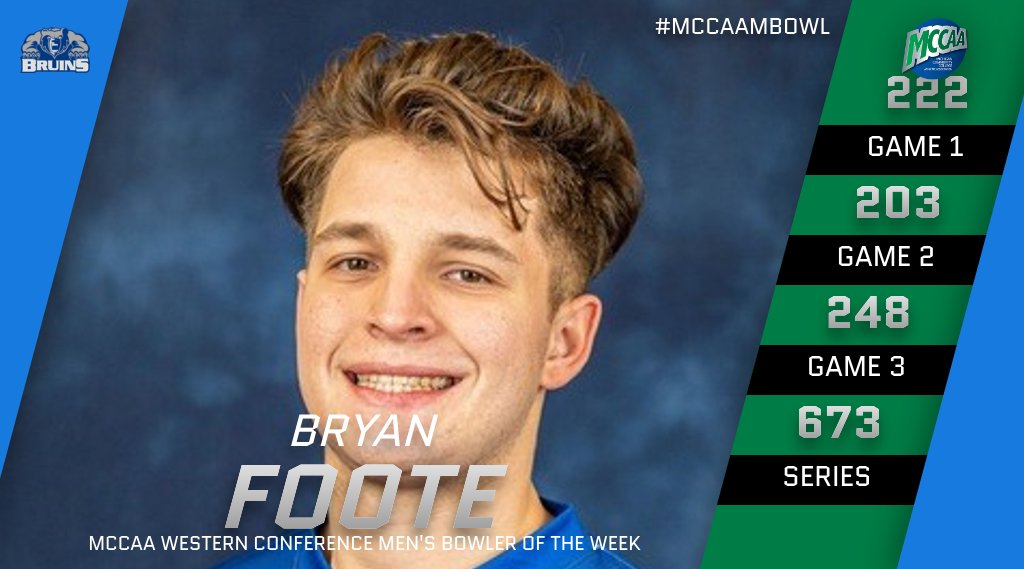 Bryan Foote, MCCAA Western Conference Men's Bowler of the Week, Kellogg Community College