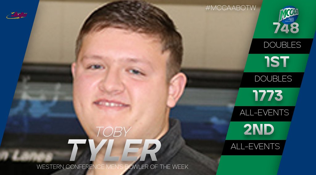 Toby Tyler, MCCAA Western Conference Men's Bowler of the Week, Jackson College