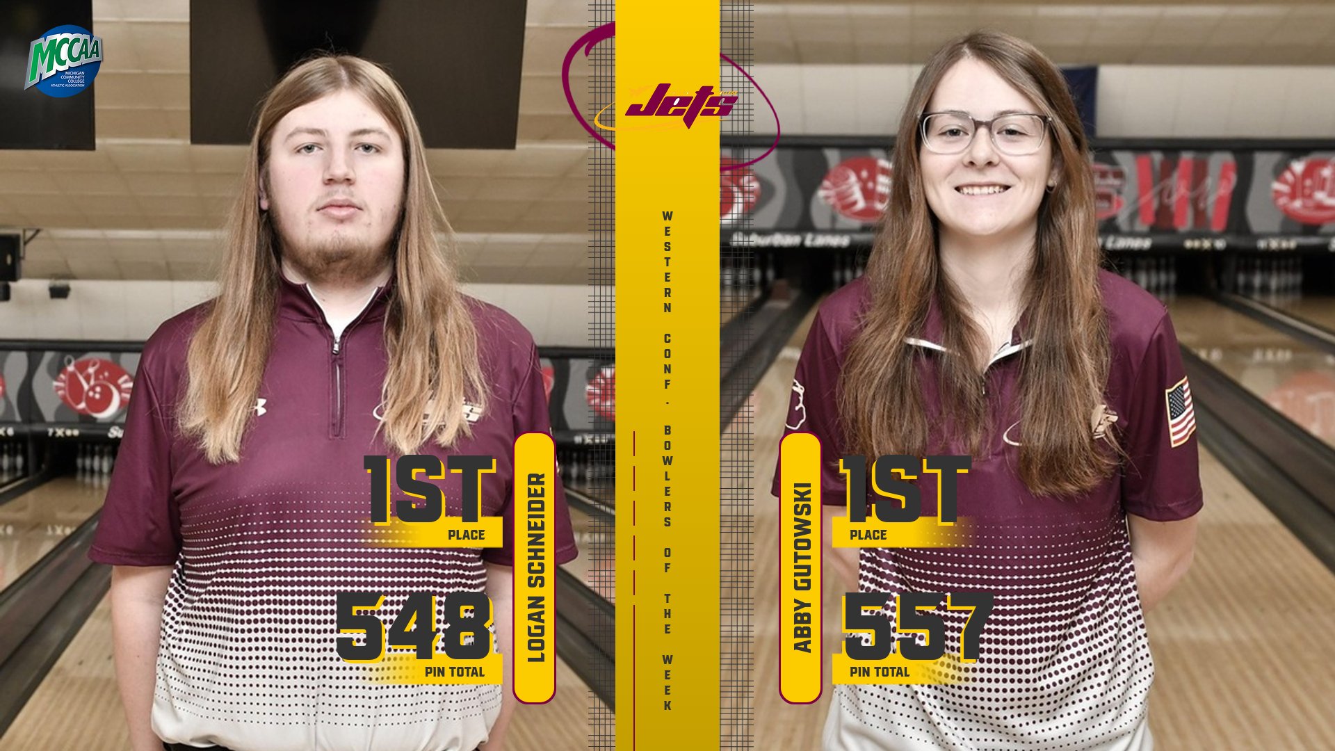 Gutowski, Schneider Give Jets MCCAA Western Conference Bowlers of the Week5 Sweep Again