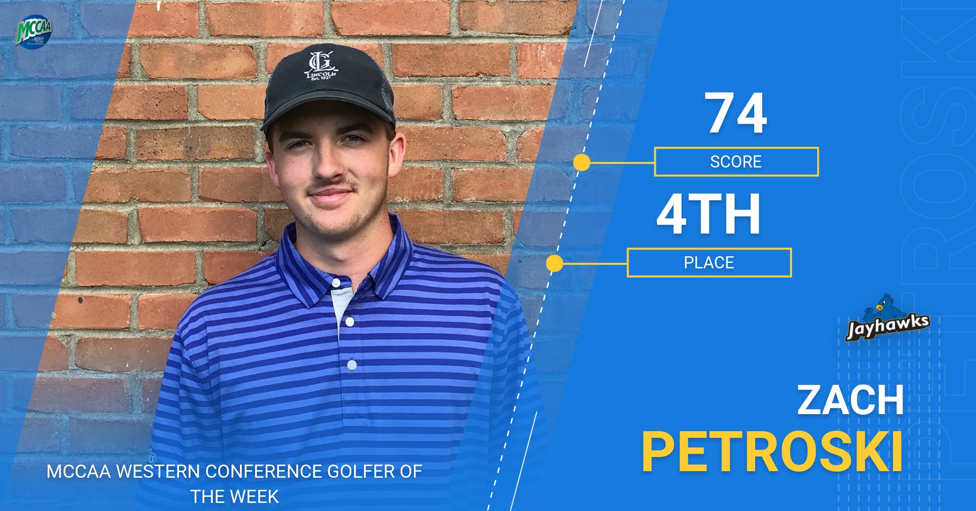 Zach Petroski, MCCAA Western Conference Golfer of the Week, Muskegon Community College, Week 1