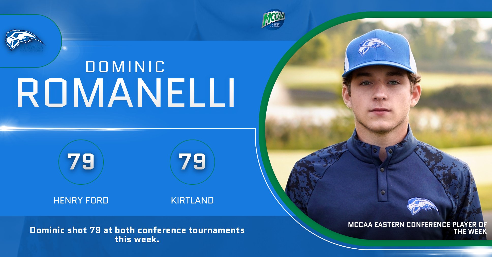 Dominic Romanelli, MCCAA Eastern Conference Golfer of the Week, Henry Ford College