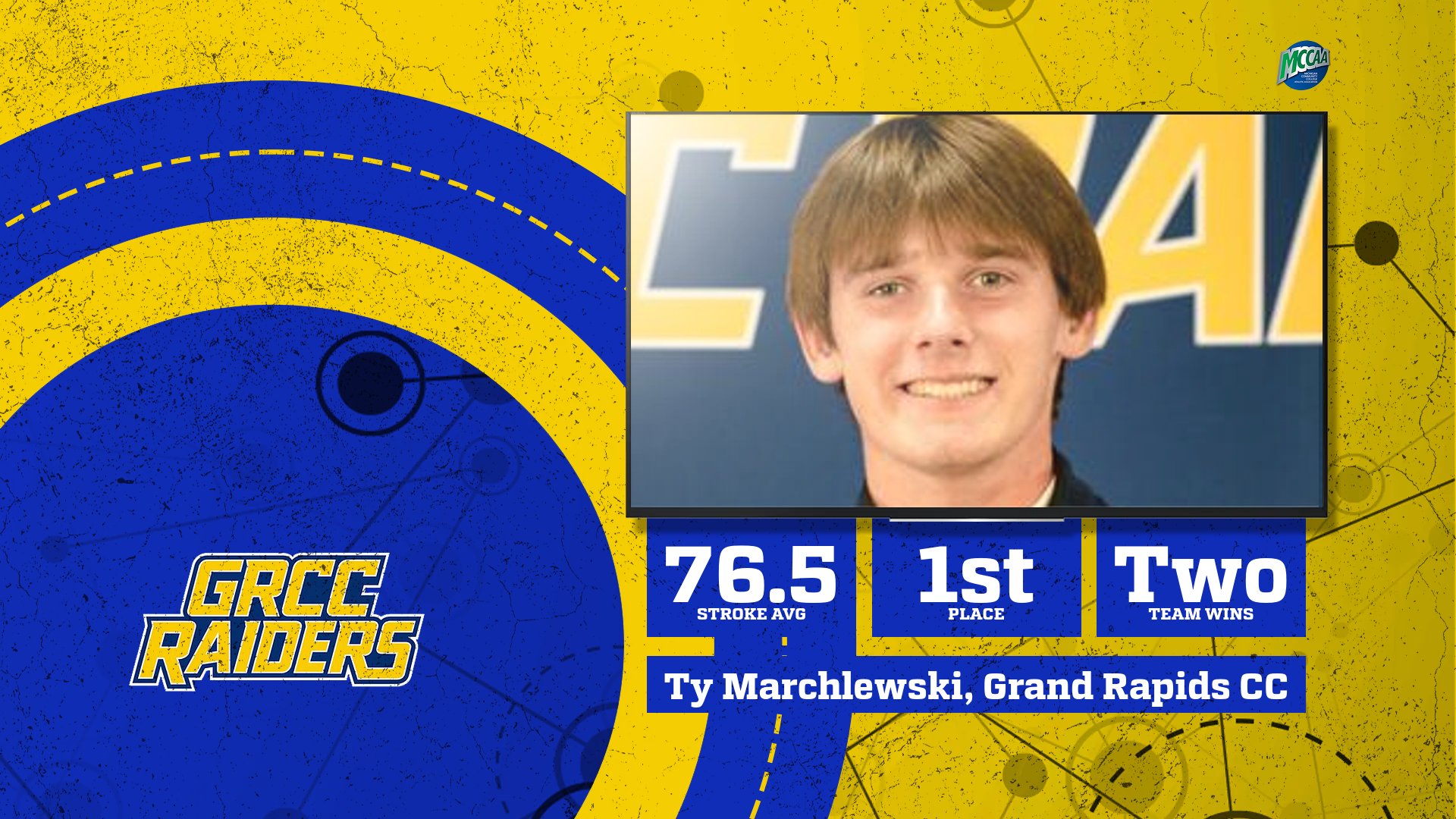 GRCC's Ty Marchlewski Reaps MCCAA Western Conference Golfer of the Week Again