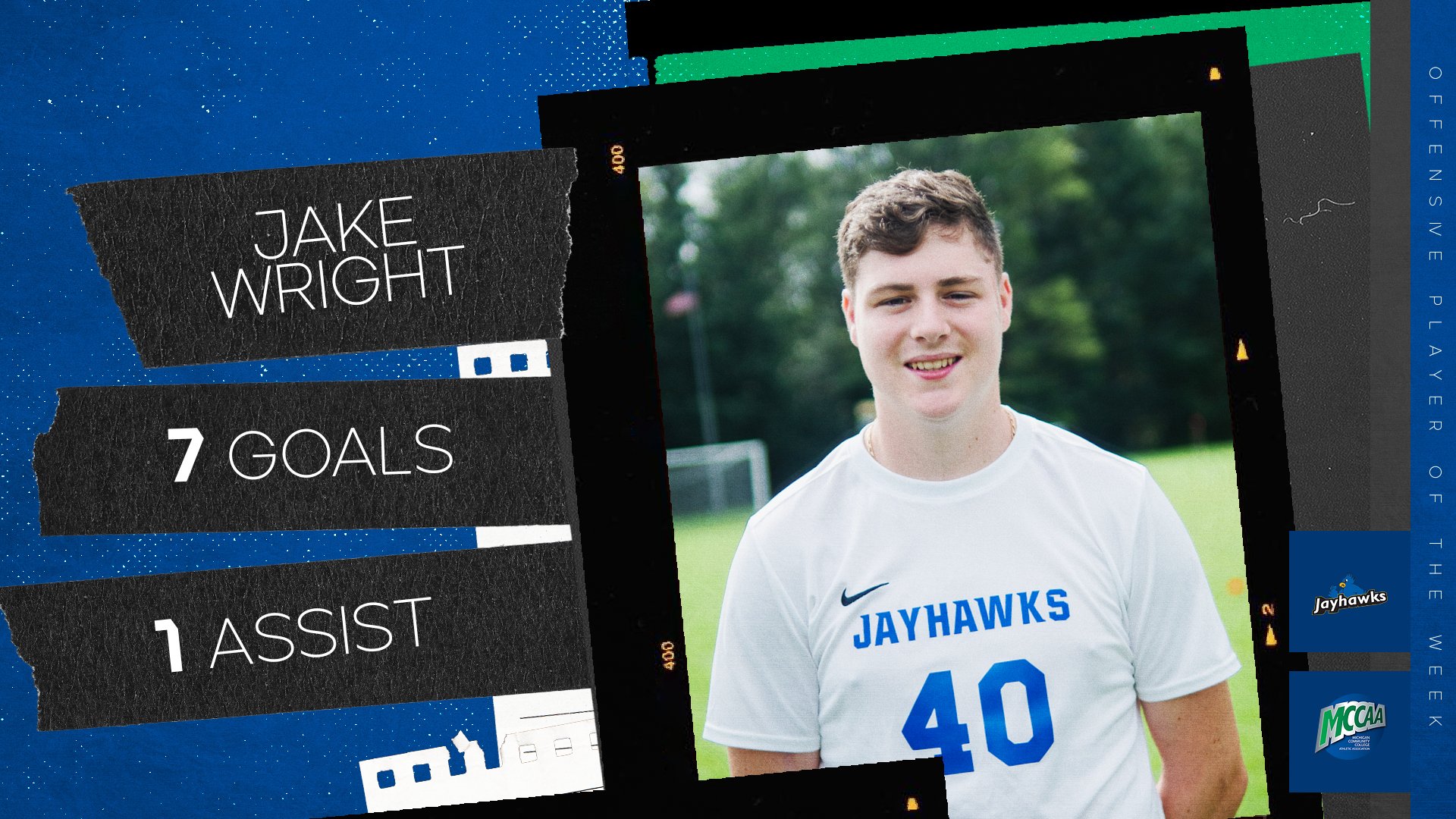 Jake Wright, MCCAA Men's Soccer Offensive Player of the Week, Muskegon CC