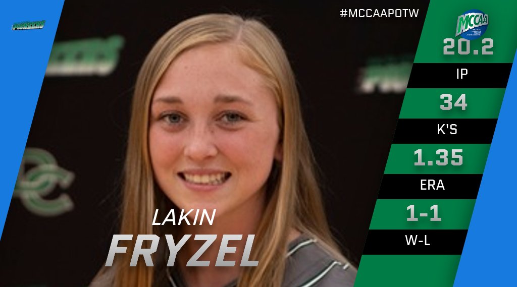 Lakin Fryzel, MCCAA Eastern Conference Softball Pitcher of the Week, Delta College