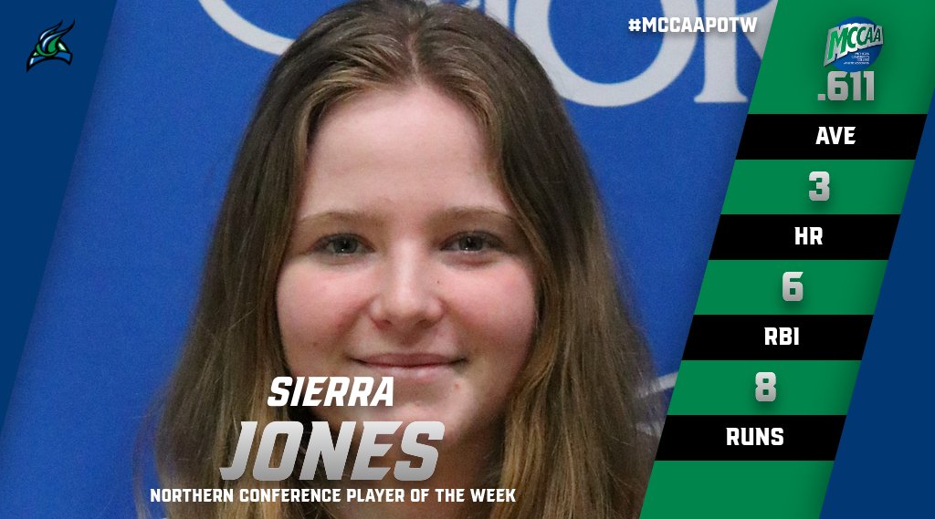 Sierra Jones, MCCAA Northern Conference Softball Player of the Week, Bay College