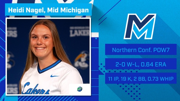 Mid Michigan's Nagel Earns Another MCCAA Northern Conference Softball Pitcher of the Week Nod spotlight photo