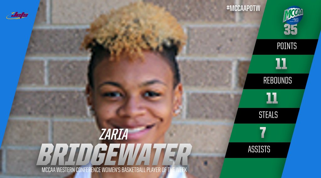 Zaria Bridgewater, MCCAA Western Conference Women's Basketball Player of the Week, Jackson College