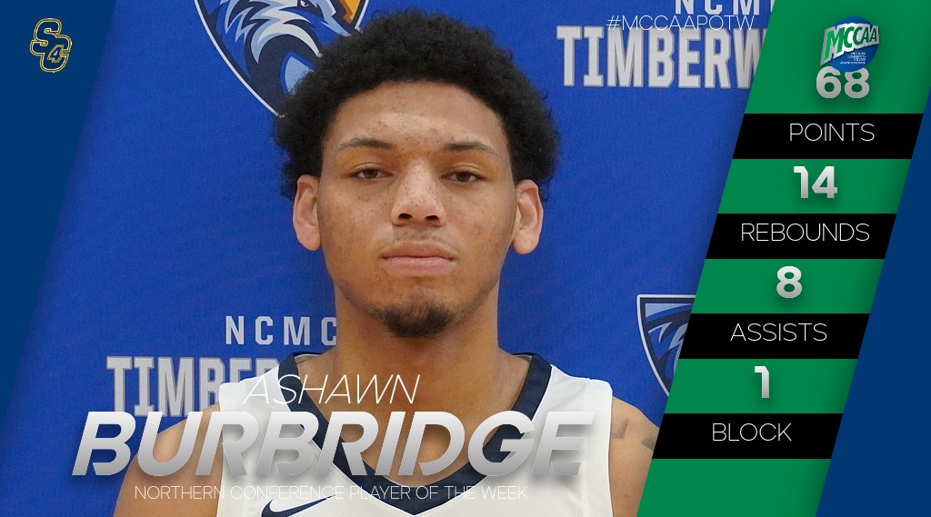 Ashawn Burbridge, MCCAA Northern Conference Men's Basketball Player of the Week, North Central Michigan College