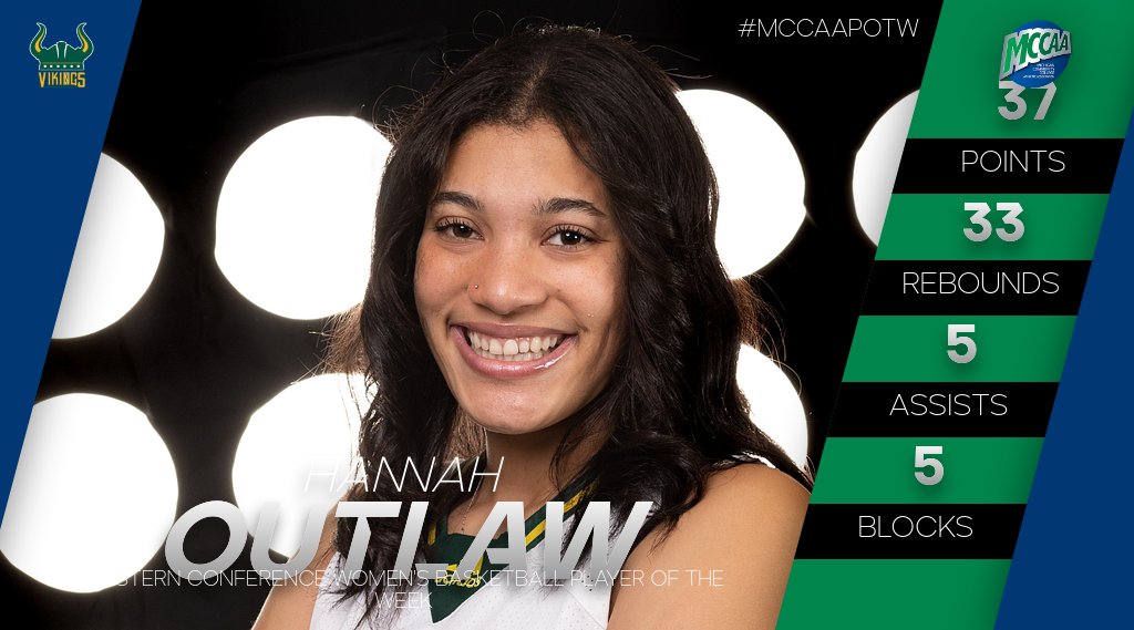 Hannah Outlaw, MCCAA Western Conference Women's Basketball Player of the Week, Glen Oaks CC