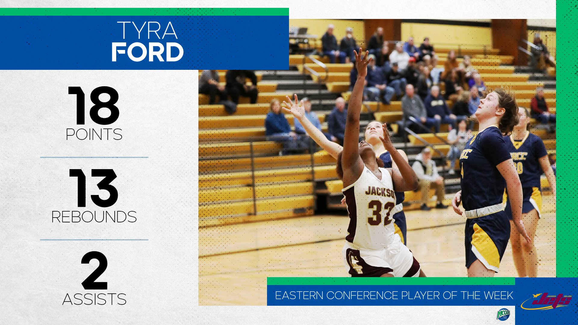 Tyra Ford, MCCAA Eastern Conference Women's Basketball Player of the Week, Jackson College