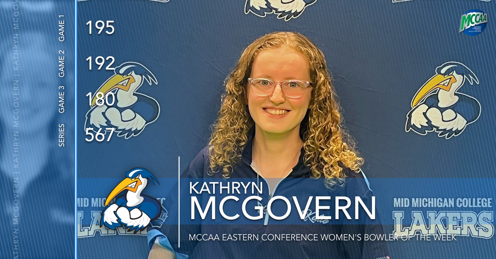 Kathryn McGovern, MCCAA Eastern Conference Women's Bowler of the Week, Mid Michigan College