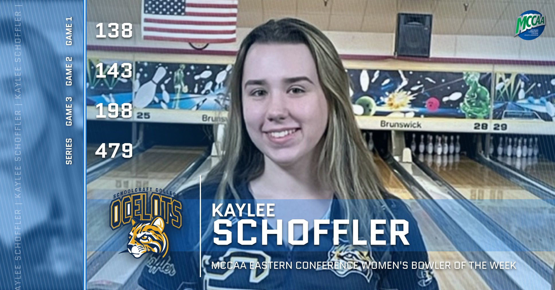 Kaylee Schoffler, MCCAA Eastern Conference Bowler of the Week, Schoolcraft College