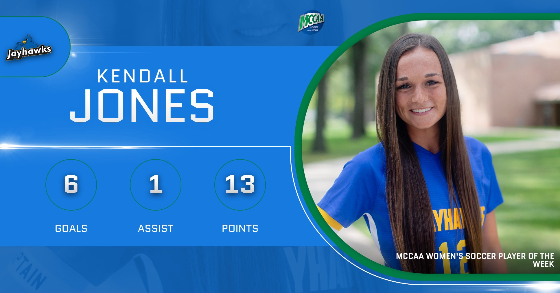 Kendall Jones, MCCAA Women's Soccer Player of the Week, Muskegon CC