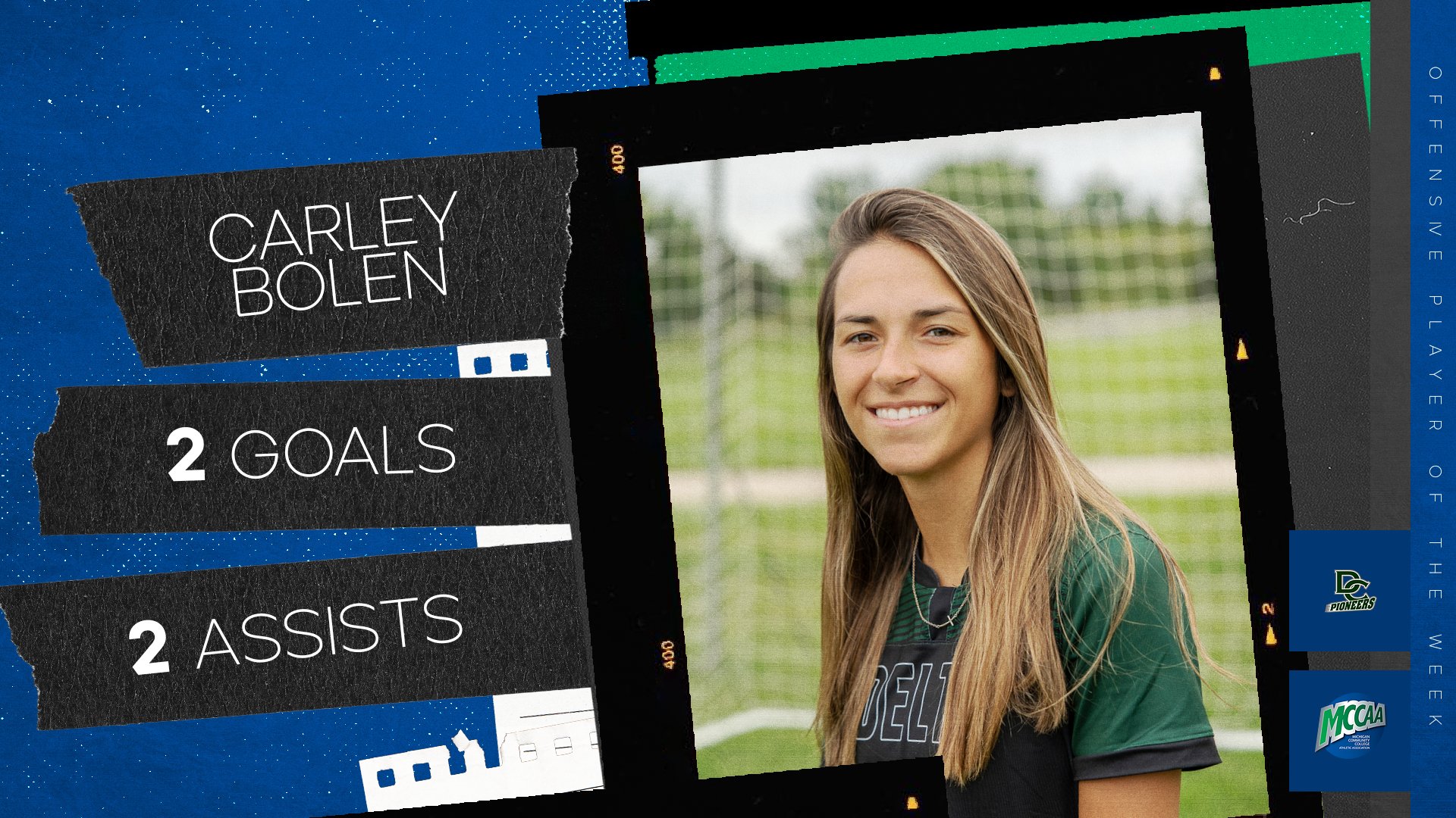 Carley Bolen, MCAA Women's Soccer Offensive Player of the Week, Delta College