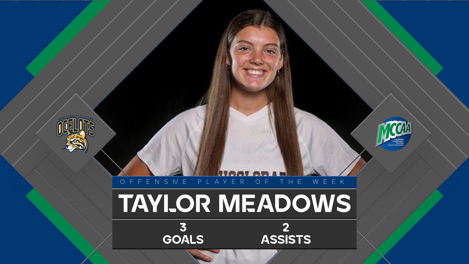 Taylor Meadows, MCCAA Women's Soccer Offensive Player of the Week, Schoolcraft College