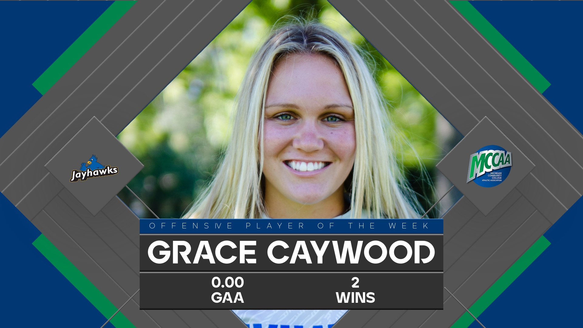 Grace Caywood, MCCAA Women's Soccer Goalkeeper of the Week, Muskegon CC