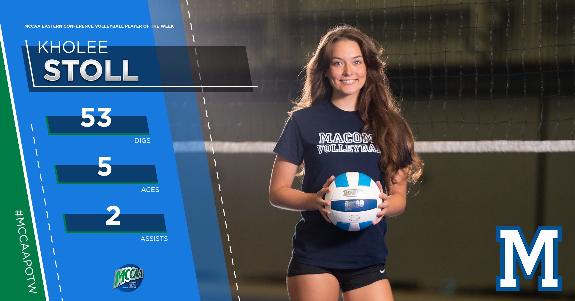 Kholee Stoll, MCCAA Eastern Conference Volleyball Player of the Week, Macomb CC
