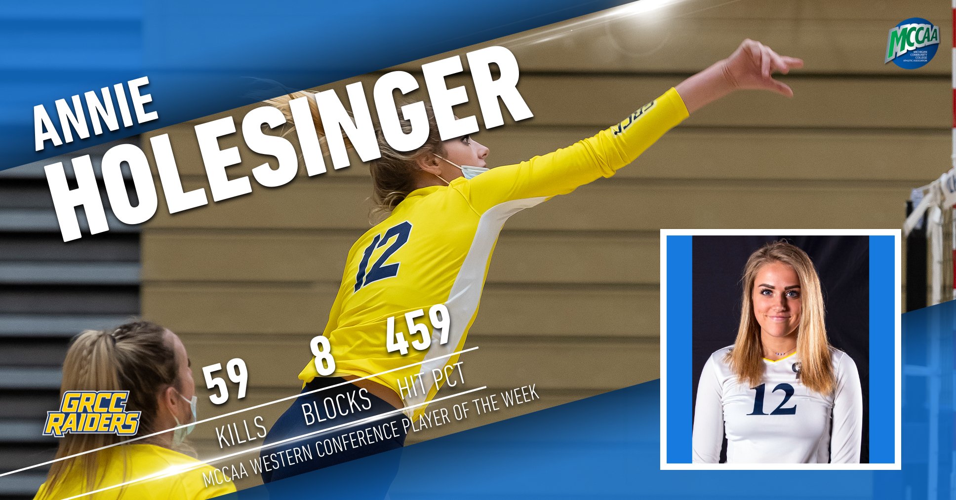 Annie Hoelsinger, MCCAA Western Conference Volleyball Player of the Week, Grand Rapids CC