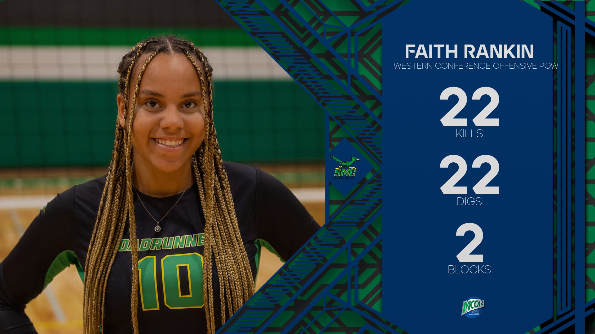 Faith Rankin, MCCAA Western Conference Volleyball Offensive Player of the Week, Southwestern Michigan College