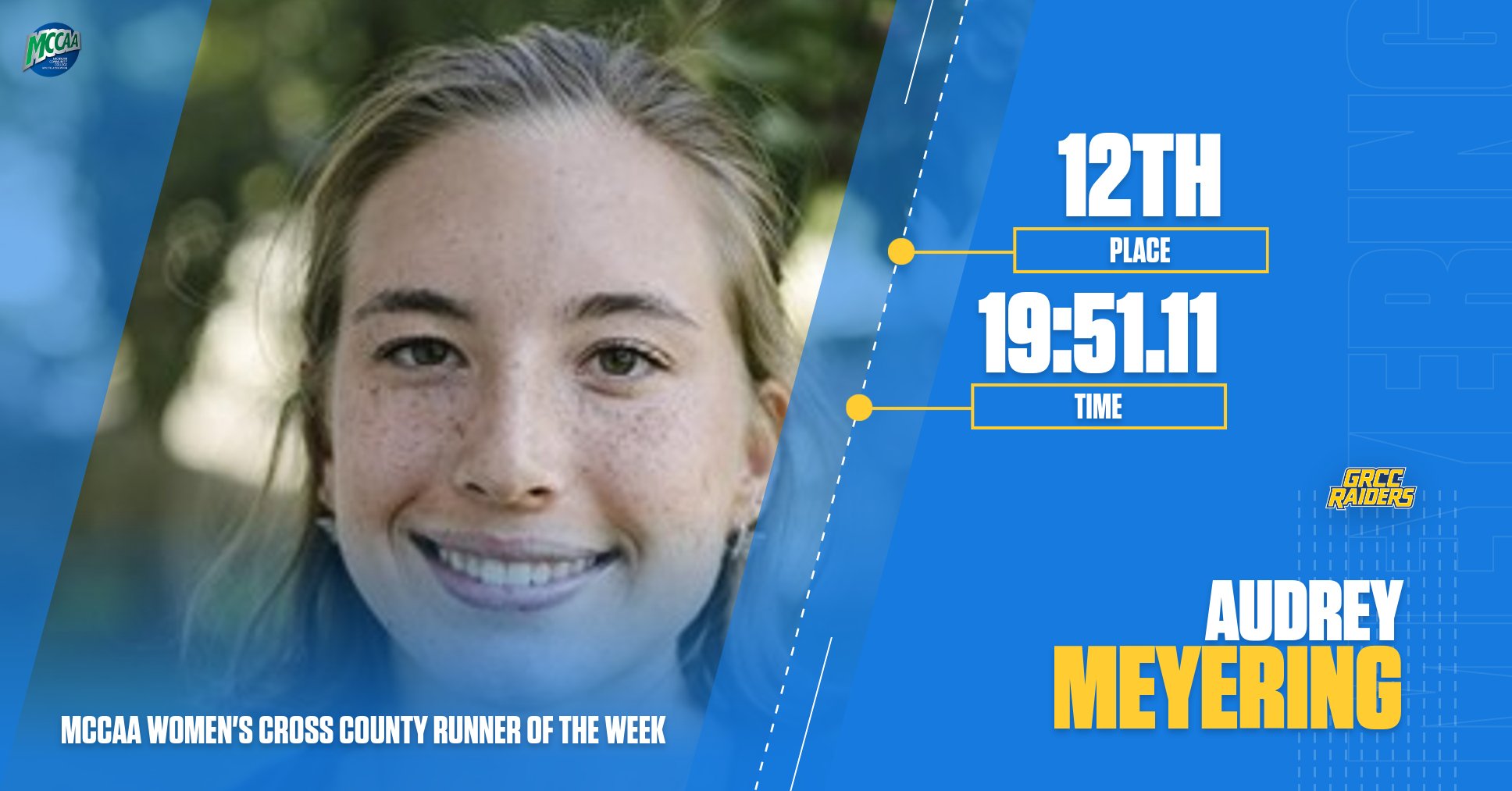 Audrey Meyering, MCCAA Women's Cross Country Runner of the Week, Grand Rapids CC